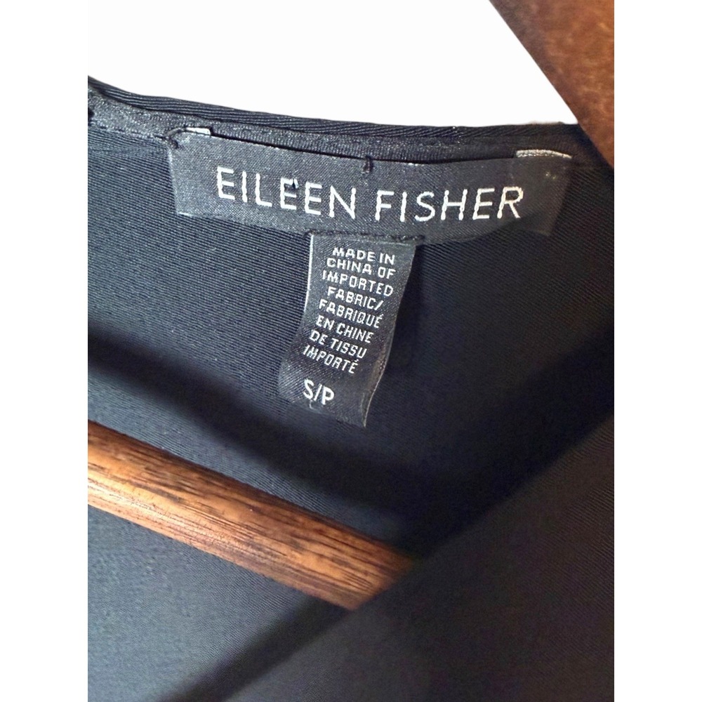 Eileen Fisher Black V-Neck Drawstring Waist Cropped Wide Leg Jumpsuit S/P - Picture 9 of 9